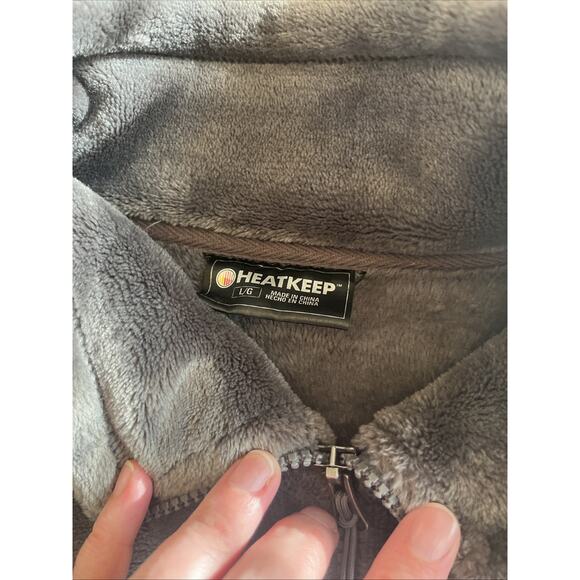 Heatkeeper Gray Full Zip Fleece Jacket Cute Embroidered Fallcore Cabincore Comfy - Picture 3 of 8
